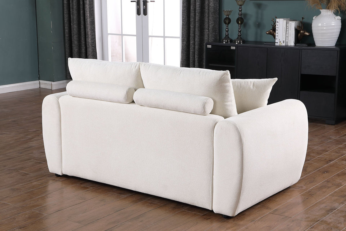 Modern Minimalist Beige Sofa – Comfortable Chenille 2 Seater Living Room Couch (Only US Delivery)