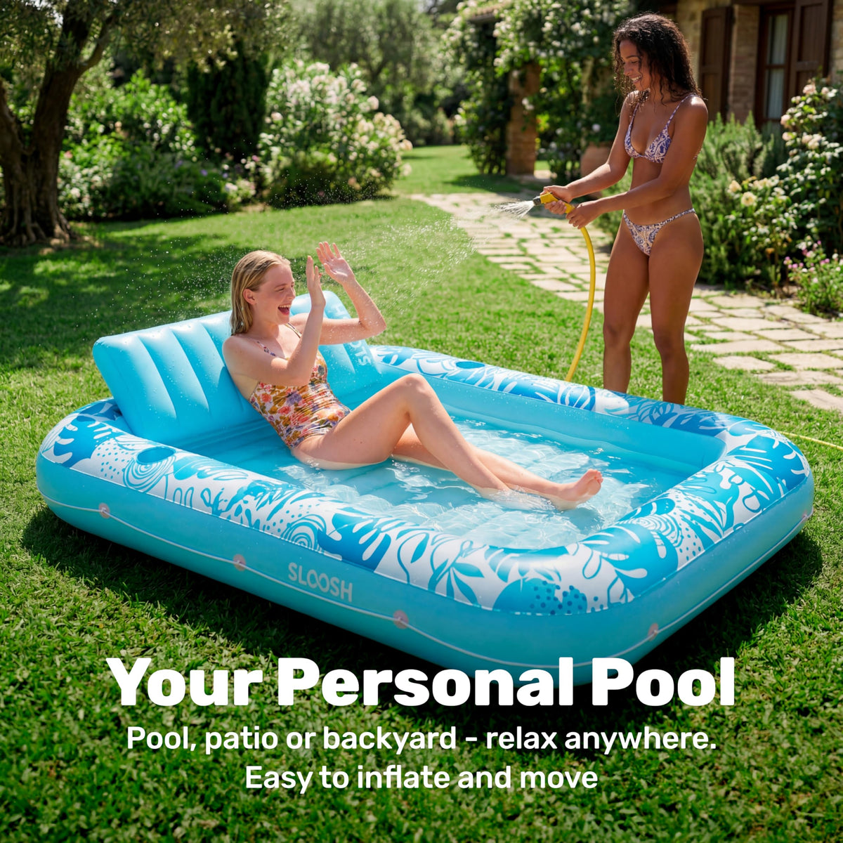 Sloosh Inflatable Tanning Pool Lounger Float-XL, 85" x 57" Extra Large Suntan Sun Tan tub for Adults, Bed Blow up, Raft Lounge Floatie, XL-Blue 🍁 All In One Marketplace Canada