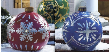 Giant Inflatable 60cm Christmas Ball Ornaments, Outdoor Waterproof PVC Ornament Ball, Holiday Decor, Pack Options