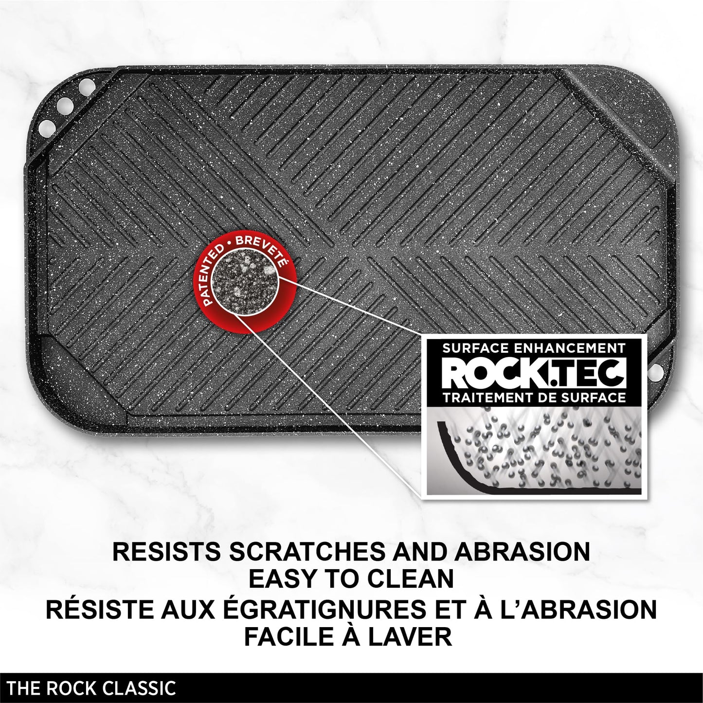 Starfrit The Rock 50x28cm (19.7" x 11") Non-Stick Reversible Grill & Griddle - Durable Forged Aluminum - Oven Safe - PFOA Free - Easy to Clean - Black 🍁 All In One Marketplace Canada