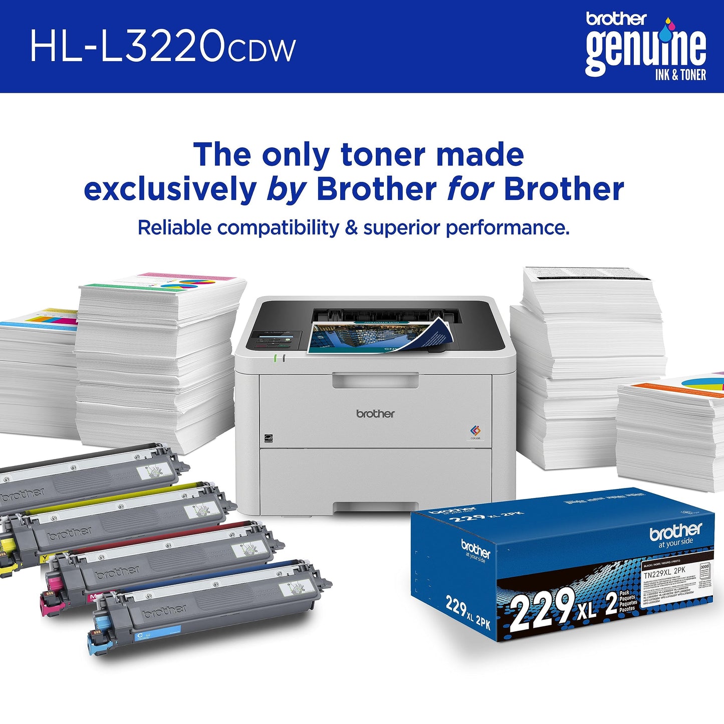 Brother Color Laser Printer with Wireless Printing Fast 19 PPM Output, Duplex Feature, Mobile Device Compatible, 250-Sheet Paper Tray for Professional Home Office Printing (HL-L3220CDW) 🍁 All In One Marketplace Canada