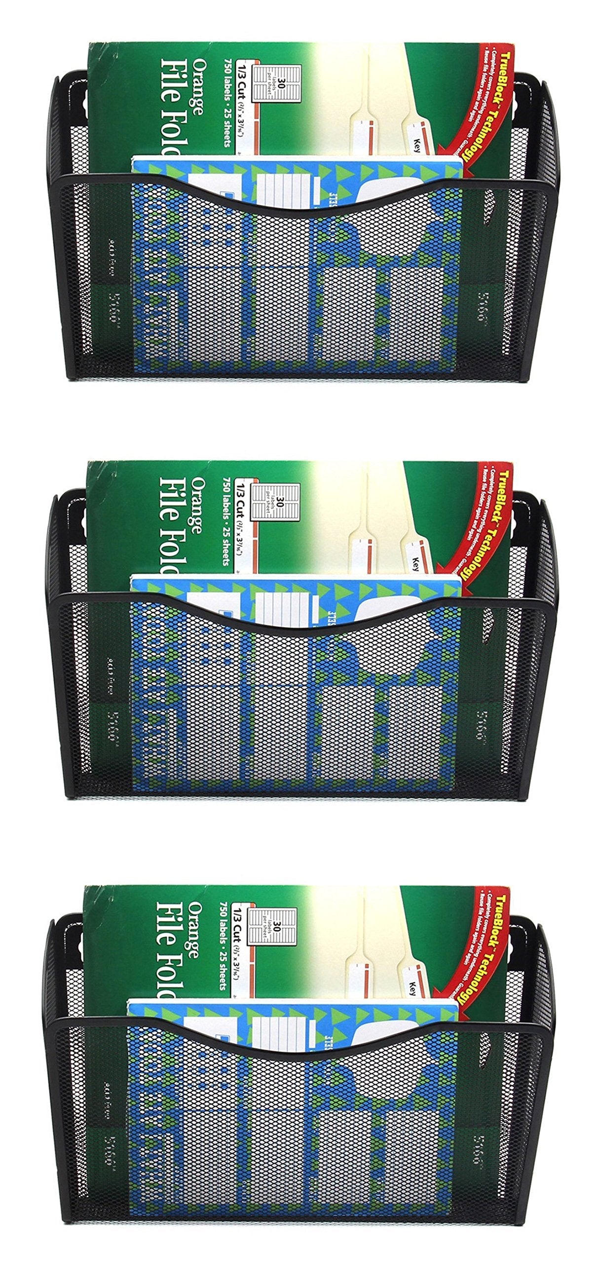 EASEPRES 3 Pack Mesh Wall Mounted File Holder Organizer Metal Hanging Vertical Paper Mails Rack Storage Wire Single Document Filling Holder Pocket for Office and Home, Black 🍁 All In One Marketplace Canada