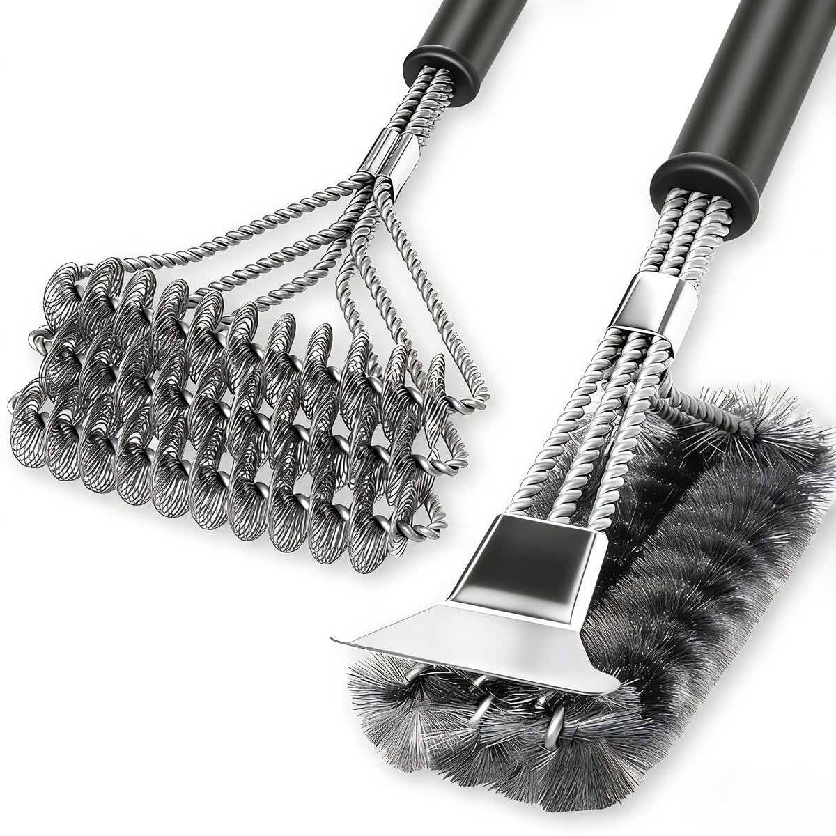 2 Pack BBQ Grill Brush, 18 inch BBQ Accessories, BBQ Cleaning Brush Safe Bristle Free BBQ Brush,100% Rust-Proof Stainless Steel- BBQ Grill Cleaner for Gas, Charcoal, Smoker, Porcelain, Infrared Grill 🍁 All In One Marketplace Canada