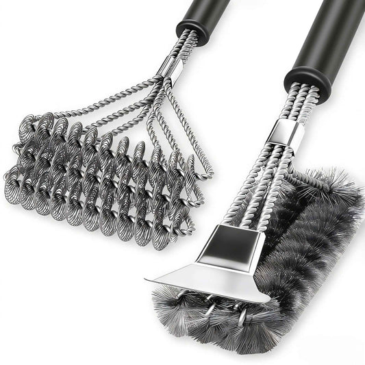 2 Pack BBQ Grill Brush, 18 inch BBQ Accessories, BBQ Cleaning Brush Safe Bristle Free BBQ Brush,100% Rust-Proof Stainless Steel- BBQ Grill Cleaner for Gas, Charcoal, Smoker, Porcelain, Infrared Grill 🍁 All In One Marketplace Canada