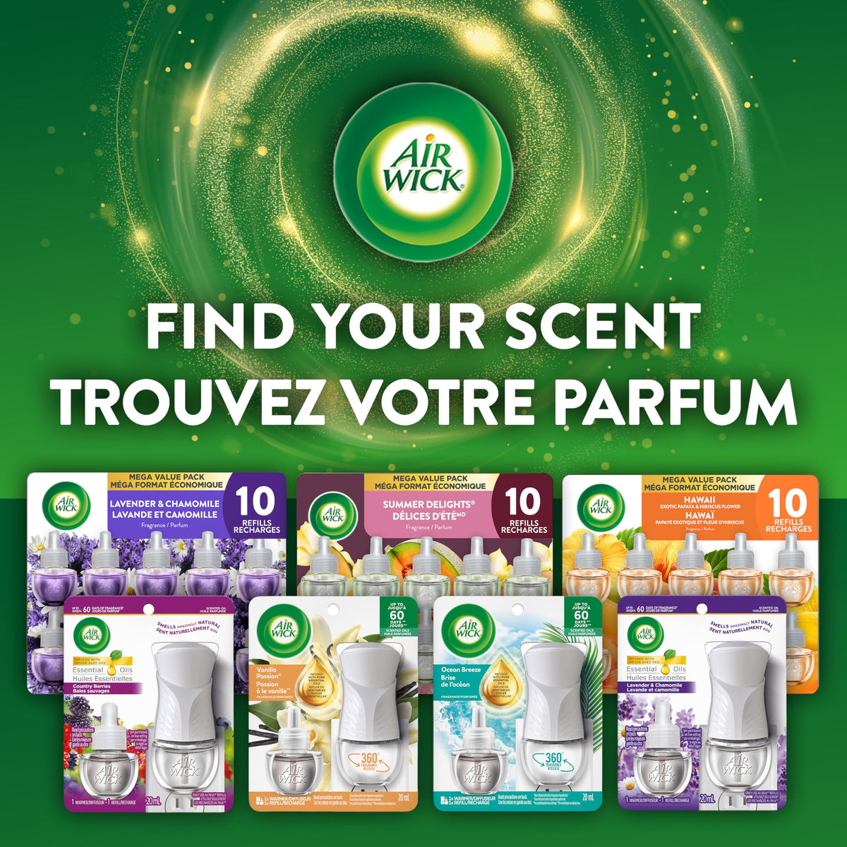 Air Wick Plug In Scented Oil Air Freshener for Home – Infused with Essential Oils, Adjustable Fragrance Control – Crisp Linen Scen – Includes 2 Warmers & 5 Refills 🍁 All In One Marketplace Canada