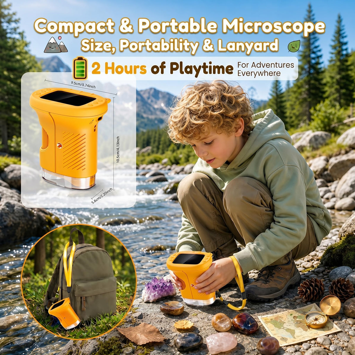 OAEBLLE Kids Microscope, 1000X 4K Digital Microscope with 2.4″ IPS Screen & 8 LED, USB Rechargeable, STEM Science Learning Kit Toys, Great Gift for Boys and Girls Aged 4-12 🍁 All In One Marketplace Canada
