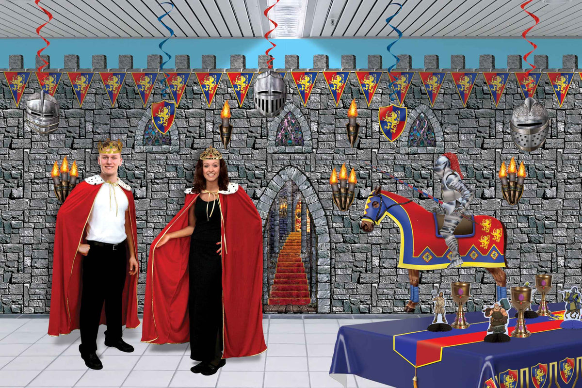 Beistle Stone Wall Backdrop 3-Count – Extra Large 4' x 30' Plastic Medieval Wall Decorations for Halloween Parties, Castle-Themed Events, Haunted Houses, Fantasy Photo Backgrounds