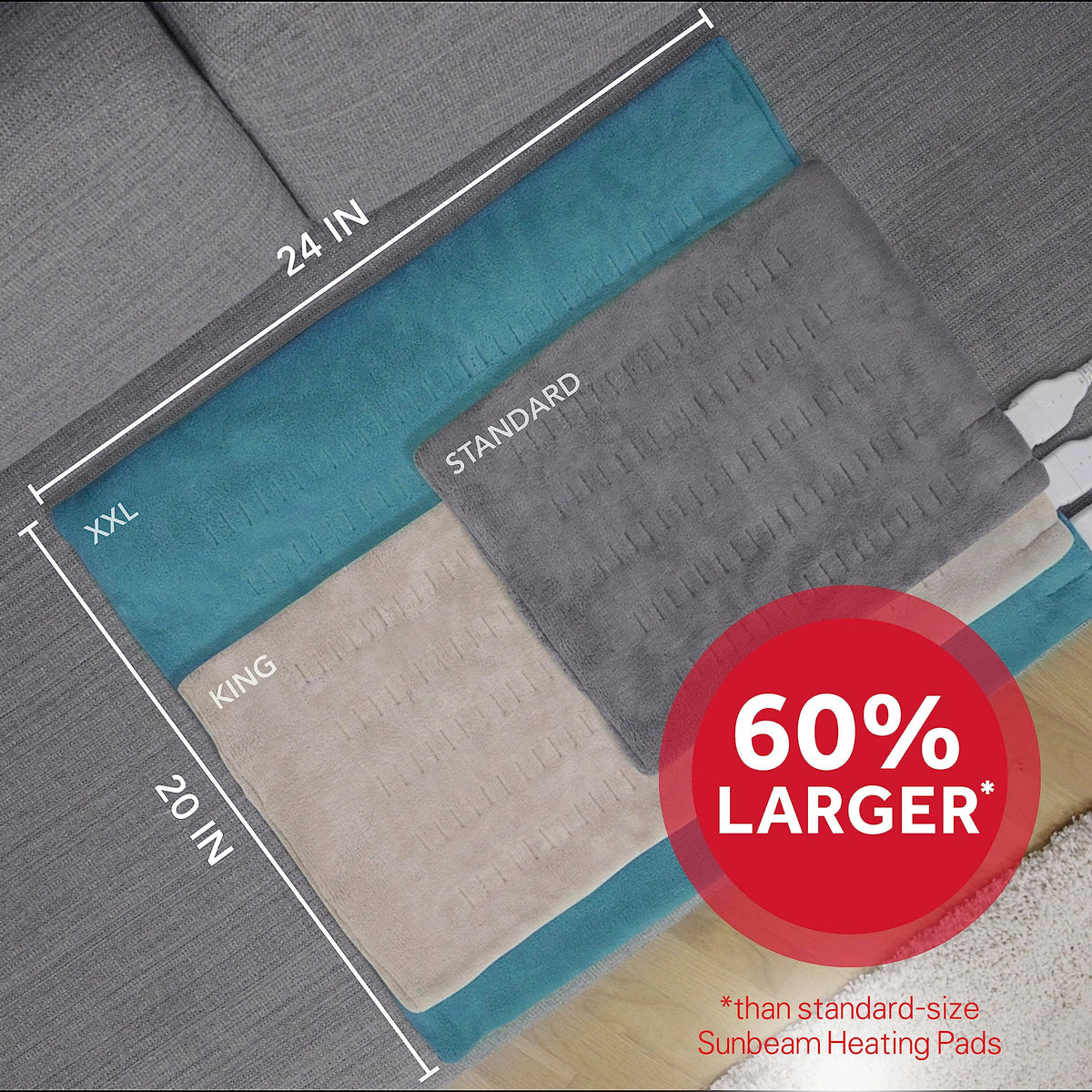 Sunbeam Premium XXL Size Heating Pad with Compact Storage | Electric Heating Pad for Back Pain & Larger Muscle Groups | 4 Heat Settings | 2 Hour Auto Shutoff | Moist Heat Option | 20 x 24 inch 🍁 All In One Marketplace Canada