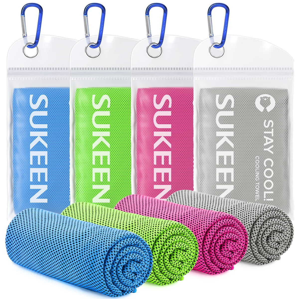 Sukeen [4 Pack] Cooling Towel (40"x12"), Ice Towel, Soft Breathable Chilly Towel, Microfiber Towel for Yoga, Sport, Running, Gym, Workout,Camping, Fitness, Workout & More Activities 🍁 All In One Marketplace Canada
