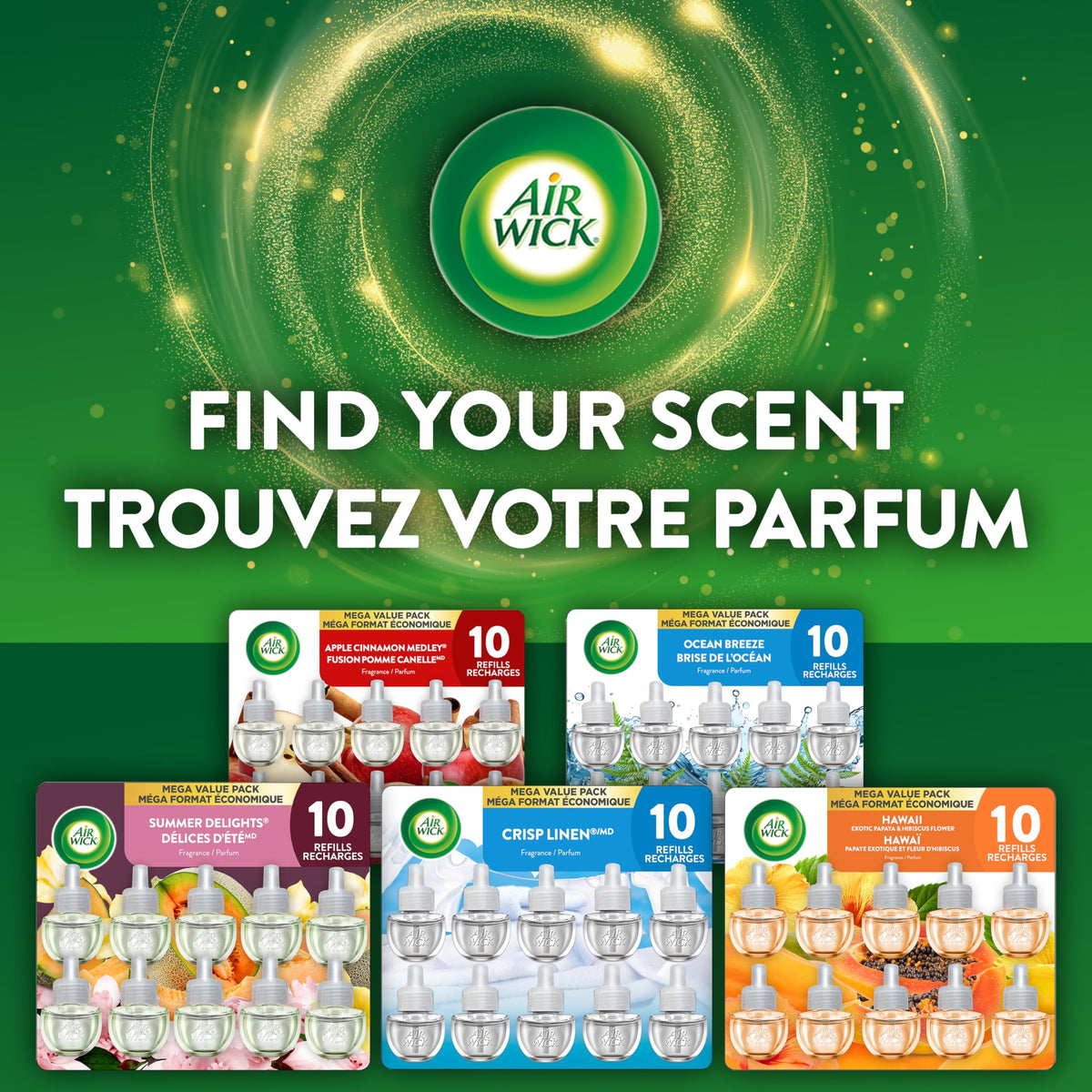 Air Wick Plug in Scented Oil Refills, Lavender and Chamomile, Eco Friendly, Essential Oils, Air Freshener, 0.67 Fl Oz (Pack of 10) 🍁 All In One Marketplace Canada