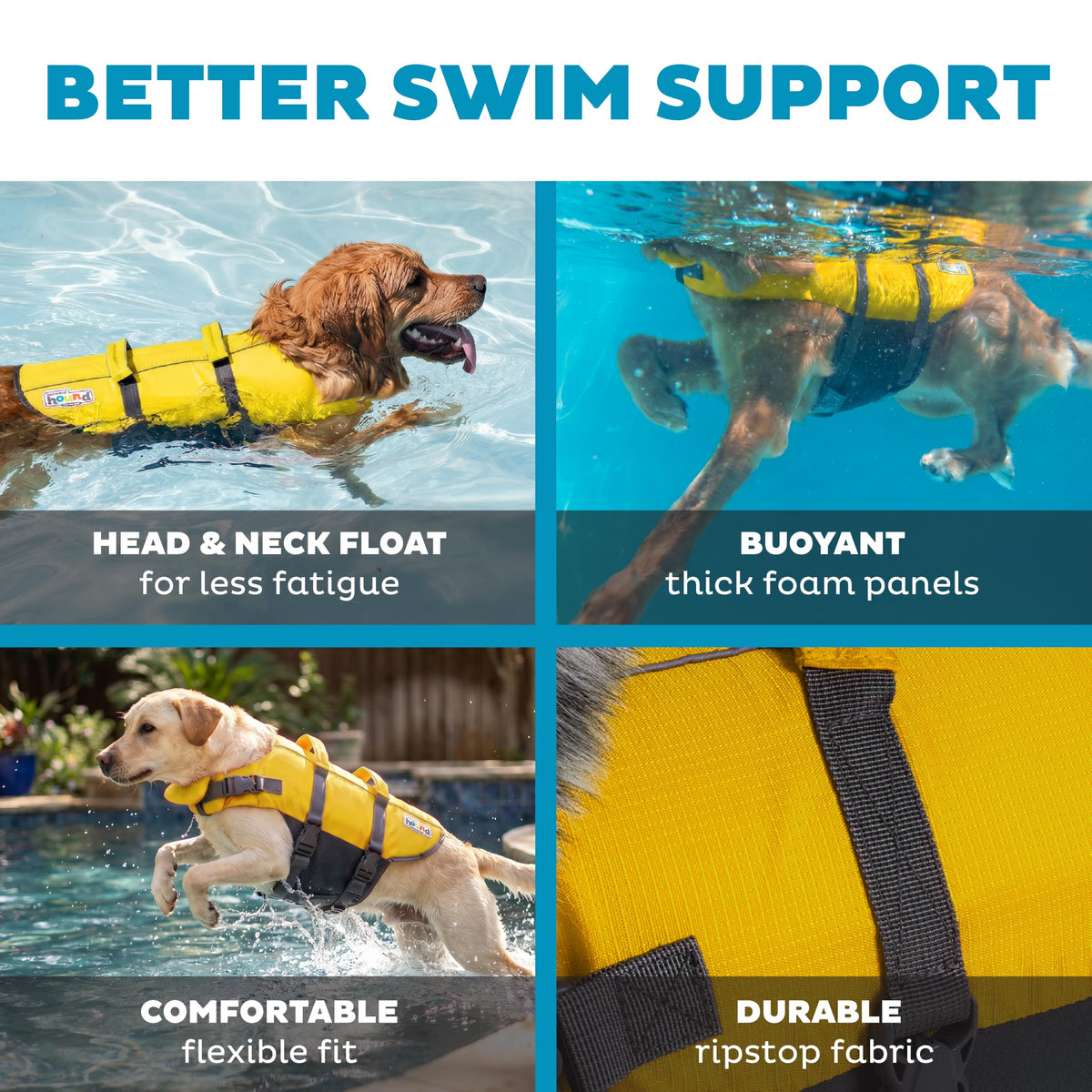 Outward Hound Granby Splash Dog Life Jacket with Handle, Reflective Floating Vest for Swimming & Boating, Maximum Buoyancy, All Skill Levels, Large Dogs (28–32" Girth), Yellow, Large 🍁 All In One Marketplace Canada
