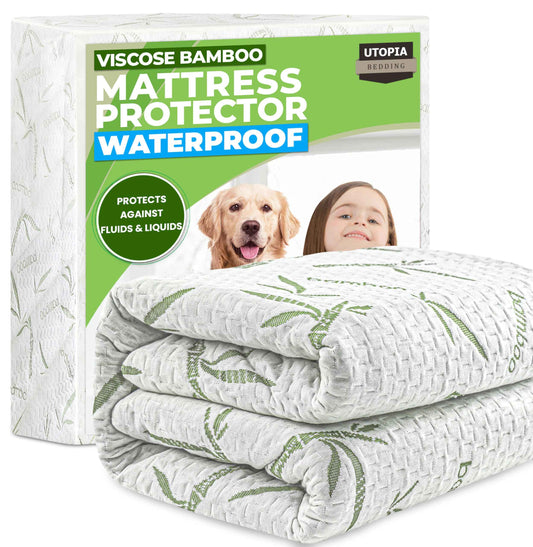 Utopia Bedding Waterproof Mattress Protector Twin Size, Bamboo Viscose Mattress Cover 200 GSM, Fits 15 Inches Deep, Breathable, Fitted Style with Stretchable Pockets 🍁 All In One Marketplace Canada