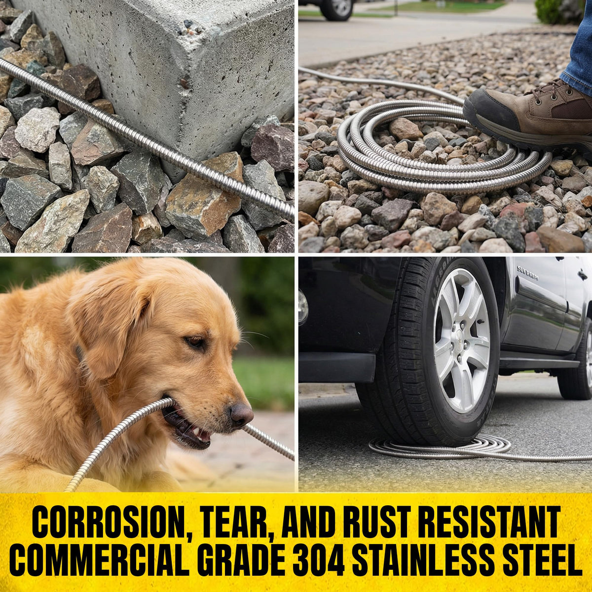Bionic Steel Metal Garden Hose 100ft, Rust Proof 304 Stainless Steel Water Hose with Aluminum Fittings, Flexible & Heavy Duty Hose, Lightweight, Kink Free & Easy Coil Outdoor Hose - 2026 Model 🍁 All In One Marketplace Canada