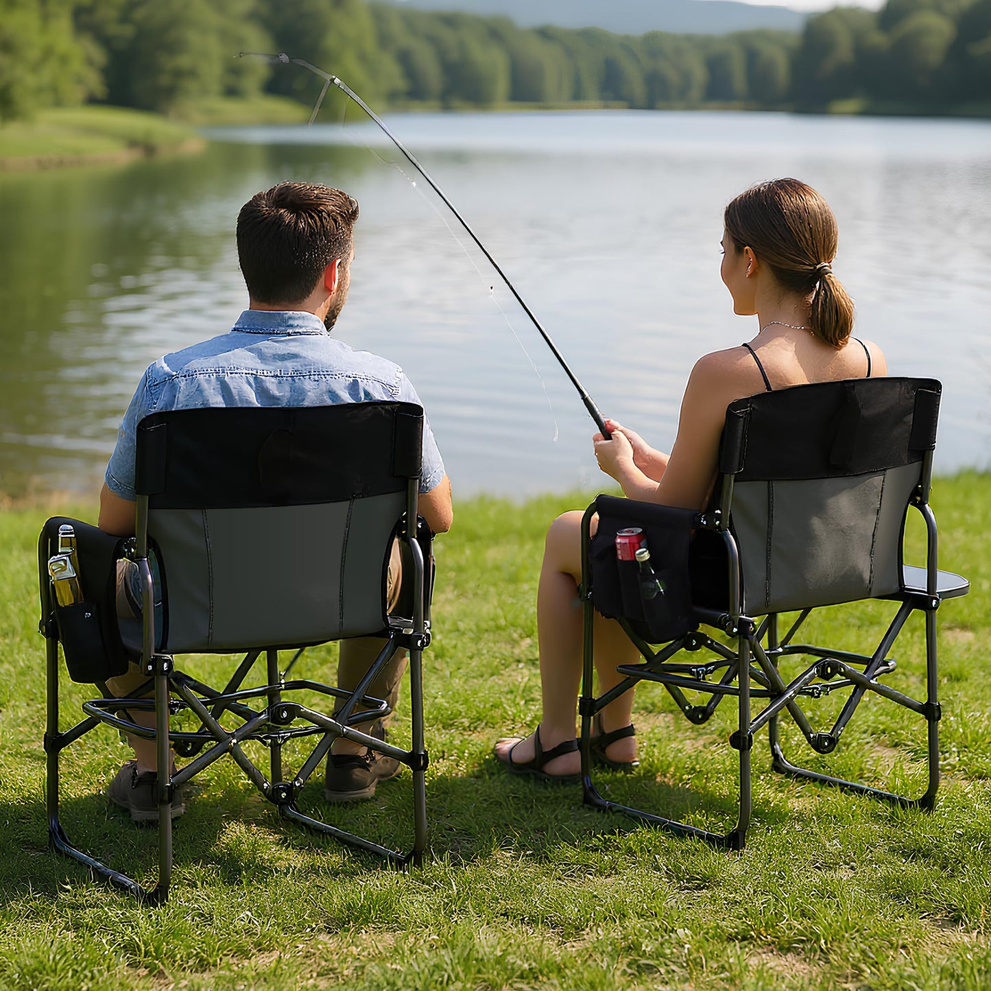 GarveeLife Oversized Camping Chair w/Side Table & Pocket,Outdoors, Black 🍁 All In One Marketplace Canada