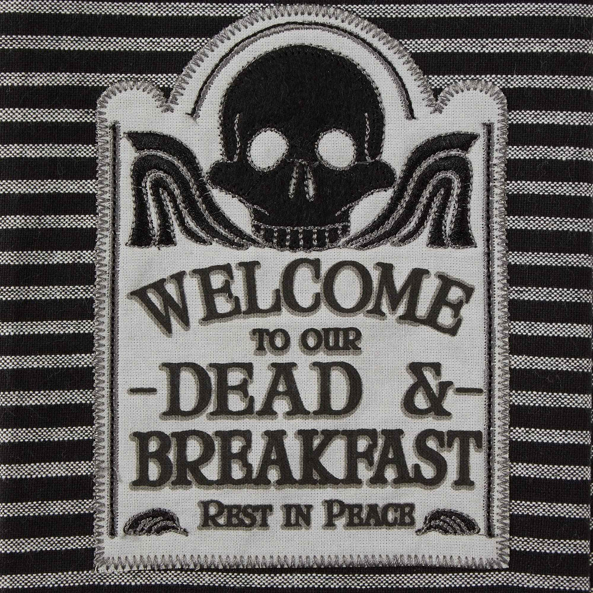 DII Happy Halloween Dishtowel Collection Embellished Cotton Kitchen Hand Towel Set, 18x28, Skull Damask/Haunted House, 3 Count