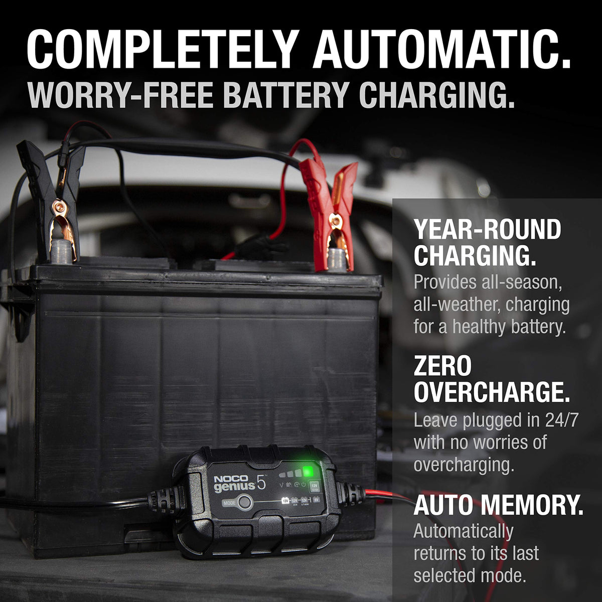 NOCO GENIUS5: 5A 6V/12V Smart Battery Charger – Automatic Maintainer, Trickle Charger & Desulfator with Overcharge Protection & Temperature Compensation – for Lead-Acid & Lithium Batteries 🍁 All In One Marketplace Canada