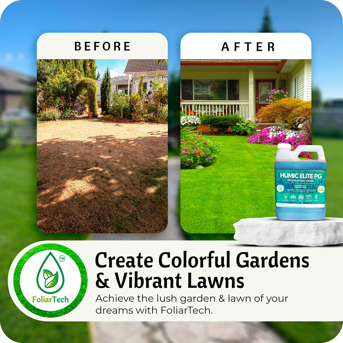 Humic Acid Organic Lawn Fertlizer - Fulvic Humic Mineral Blend for Trees, Shrubs, Ornamentals, Vegetables & Crops - Enhancer & Garden Soil Conditioner by FoliarTech, 4L 🍁 All In One Marketplace Canada