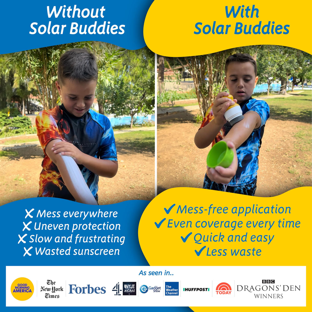 Solar Buddies Sunscreen Applicator - Single Full Green - Refillable Roll on Sponge Sunscreen, Suncream & Lotion Applicator For Kids, Adults & Families - Holds 3.4fl oz, Perfect Size for Travel 🍁 All In One Marketplace Canada
