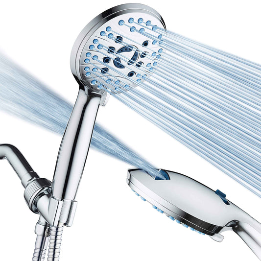 AquaCare High Pressure 8-Mode Handheld Shower Head - Anti-Clog Nozzles, Built-in Power Wash to Clean Tub, Tile & Pets, Extra Long 6 ft. Stainless Steel Hose, Wall & Overhead Brackets 🍁 All In One Marketplace Canada
