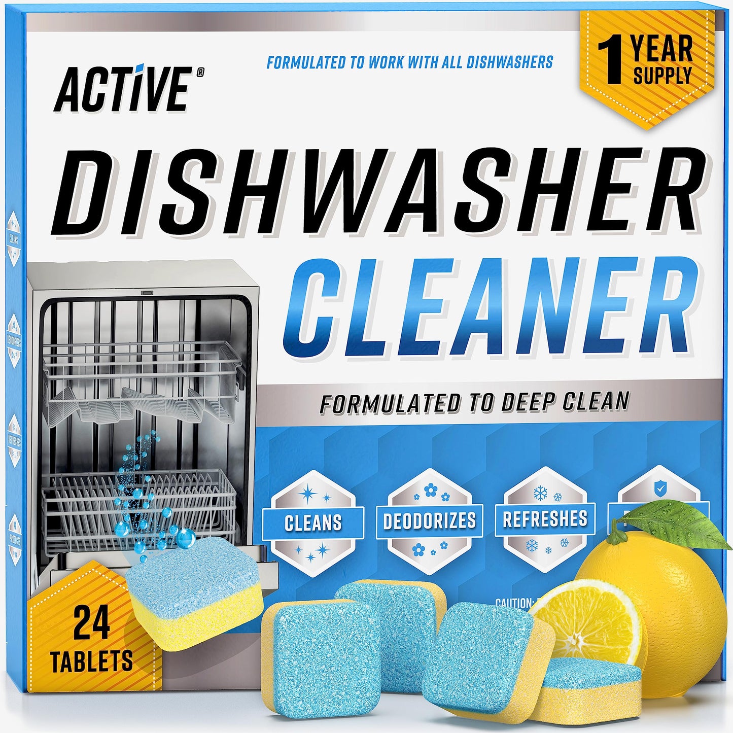Dishwasher Cleaner And Deodorizer Tablets - 24 Pack Deep Cleaning Descaler Pods Formulated To Clean Dish Washer Machine, Natural Limescale Remover, Hard Water, Calcium, Odor - 12 Month Supply 🍁 All In One Marketplace Canada