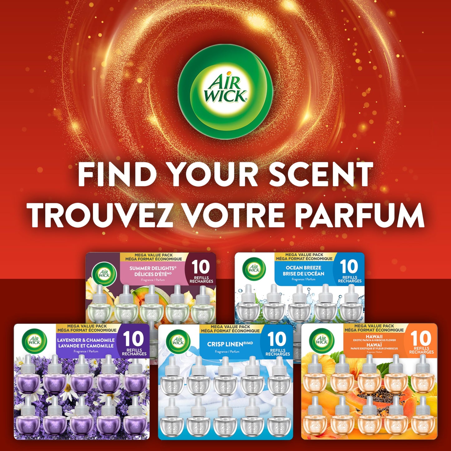 Air Wick Plug In Scented Oil Air Freshener Refills for Home – Infused with Essential Oils – 10 Count – Apple Cinnamon Scent – Mega Value Pack 🍁 All In One Marketplace Canada
