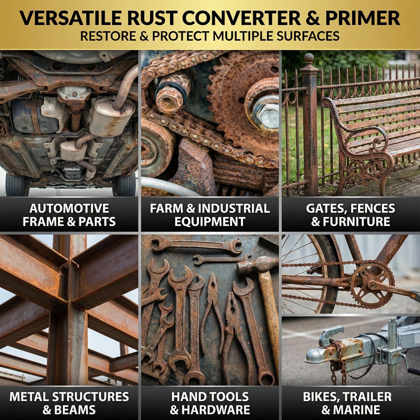 Meuvcol 2-in-1 Rust Converter & Metal Primer, 35 Floz Black Rust Remover Paint For Metal, Ultra Automotive Rust Reformer & Seal, Long-Lasting Rust Preventative Coating, Rust Inhibitor Repair Kit 🍁 All In One Marketplace Canada