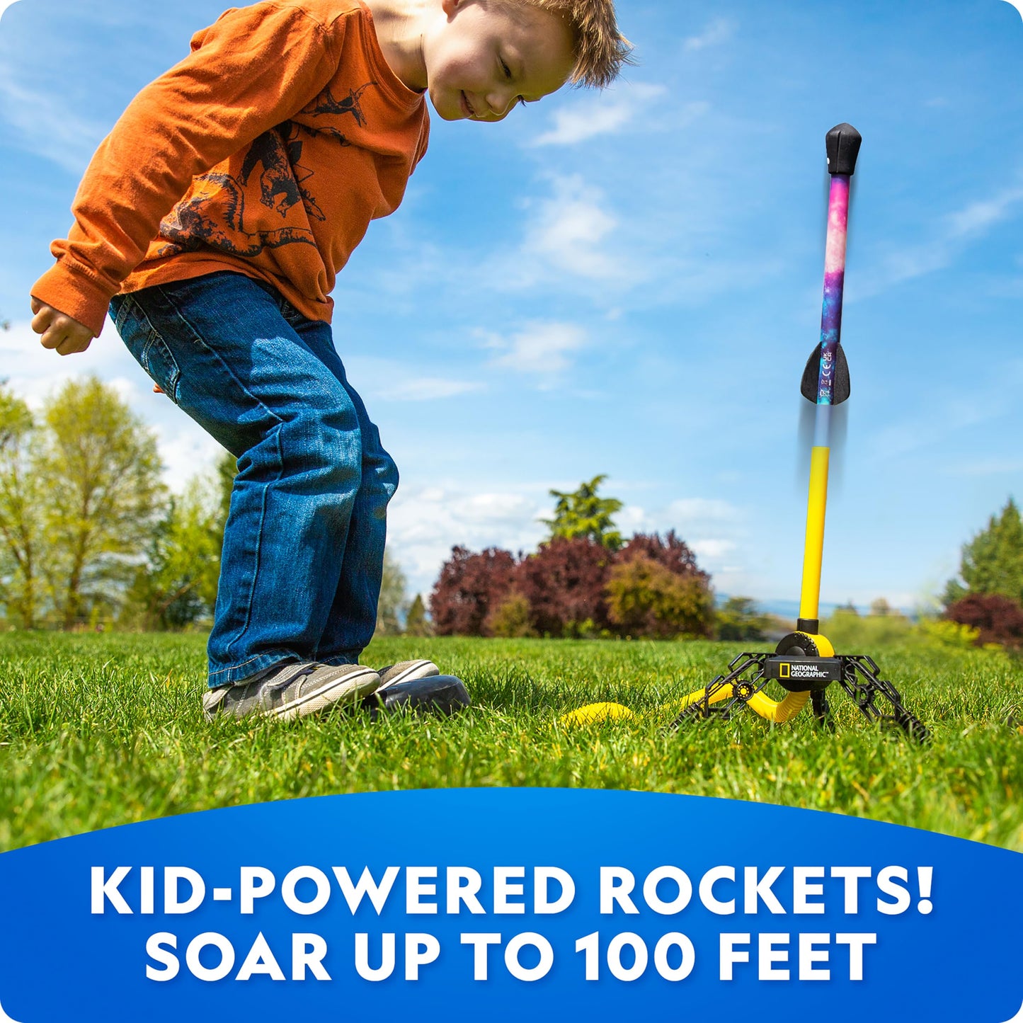 National Geographic Air Rocket Toy – LED Rocket Launcher for Kids, Jump & Launch Air Powered Foam Rockets up to 30.5 Meters, Kids Outdoor Activities 🍁 All In One Marketplace Canada
