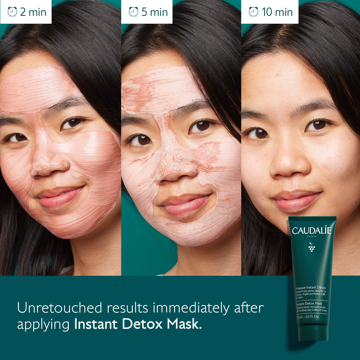 Caudalie Instant Detox Mask 75ml - Cleanse and visibly tighten pores in 10 minutes, with Pink Clay and Caffeine for more Luminous, Clearer-Looking Skin, Fragrance-free and Vegan 🍁 All In One Marketplace Canada