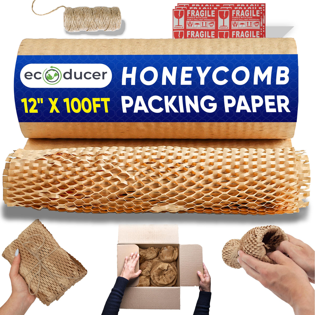 ecoducer 12”x100’ Honeycomb Packing Paper Moving Supplies. Eco Friendly Bubble Paper Wrap Roll for Packing Fragile Items. Packaging Sheets for Moving. Kraft Paper Shipping Supplies. 🍁 All In One Marketplace Canada