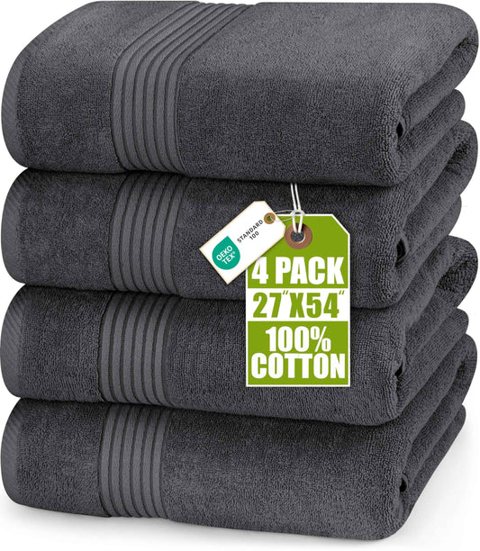 Utopia Towels Premium 100% Combed Ring Spun Cotton Bath Towels, Ultra Soft and Highly Absorbent, 27 by 54 inches, Large Bath Towels, 4 Pack, Grey 🍁 All In One Marketplace Canada