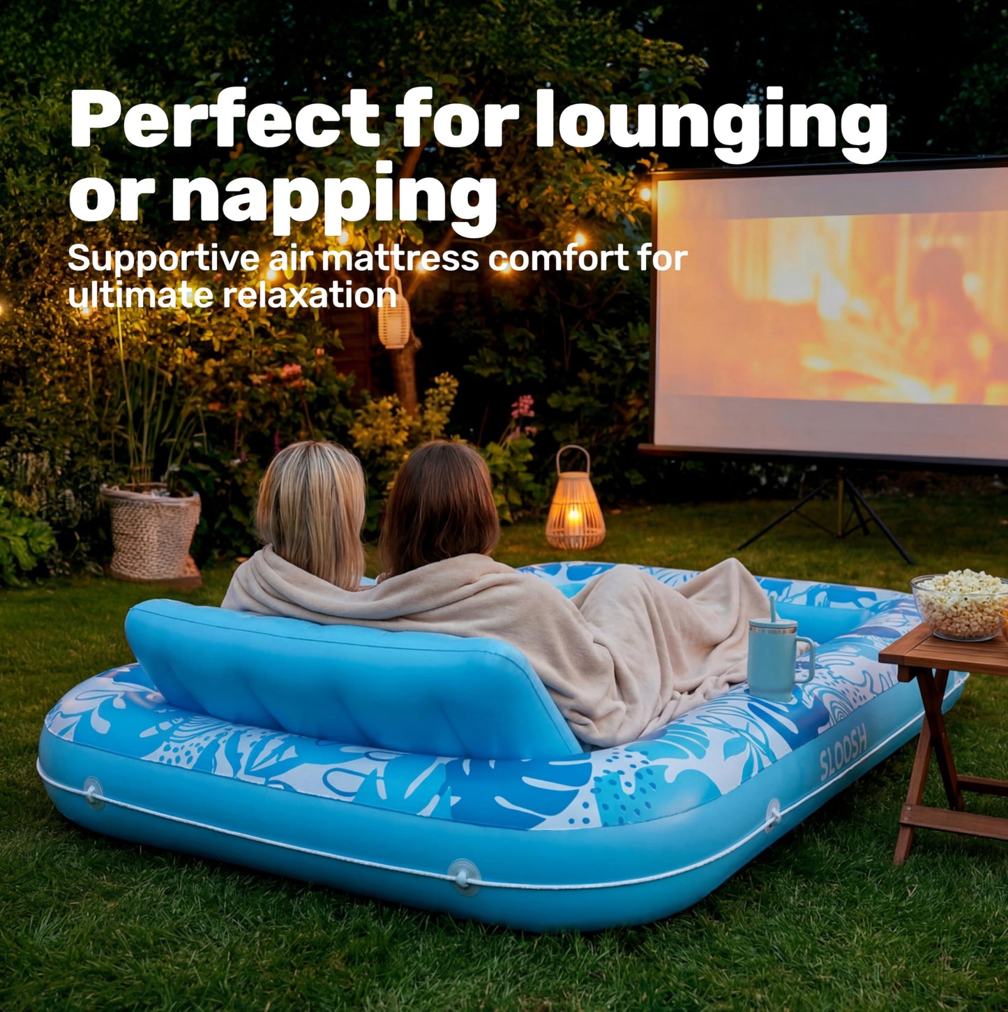Sloosh Inflatable Tanning Pool Lounger Float-XL, 85" x 57" Extra Large Suntan Sun Tan tub for Adults, Bed Blow up, Raft Lounge Floatie, XL-Blue 🍁 All In One Marketplace Canada