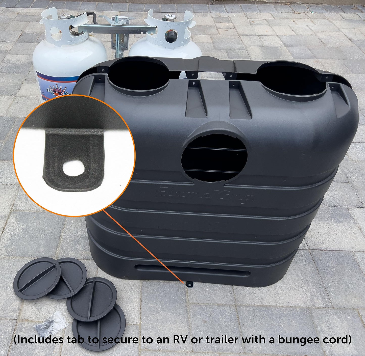 Flame King Dual 30LB LP Propane Tank Light Plastic Heavy Duty Cover for RV, Travel Trailer, Camper - Black 🍁 All In One Marketplace Canada