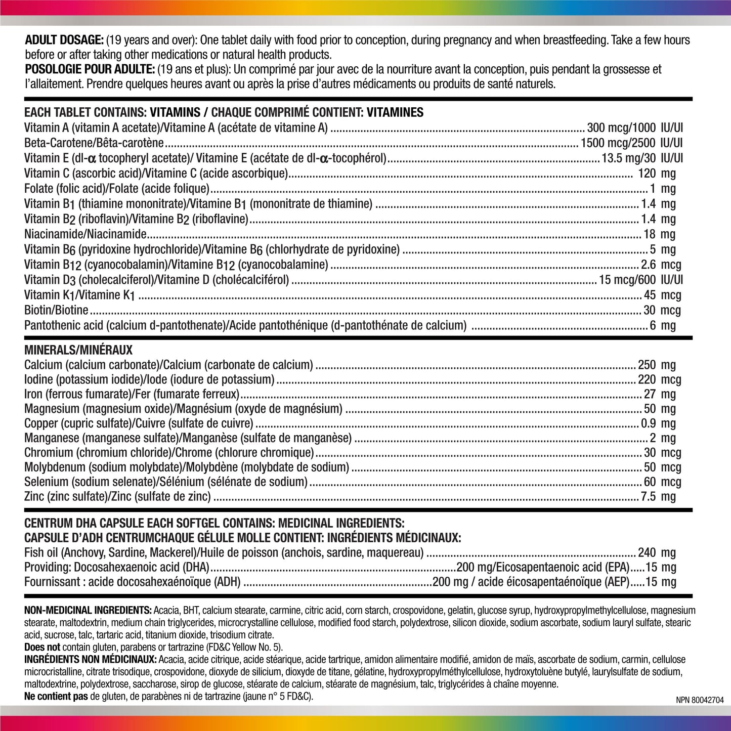 Centrum Prenatal Multivitamins/Minerals with Folic Acid and DHA Multivitamins Supplement with Omega 3, 60 Prenatal Tablets & 60 DHA Softgels (120 Total Count) (Packaging May Vary) 🍁 All In One Marketplace Canada