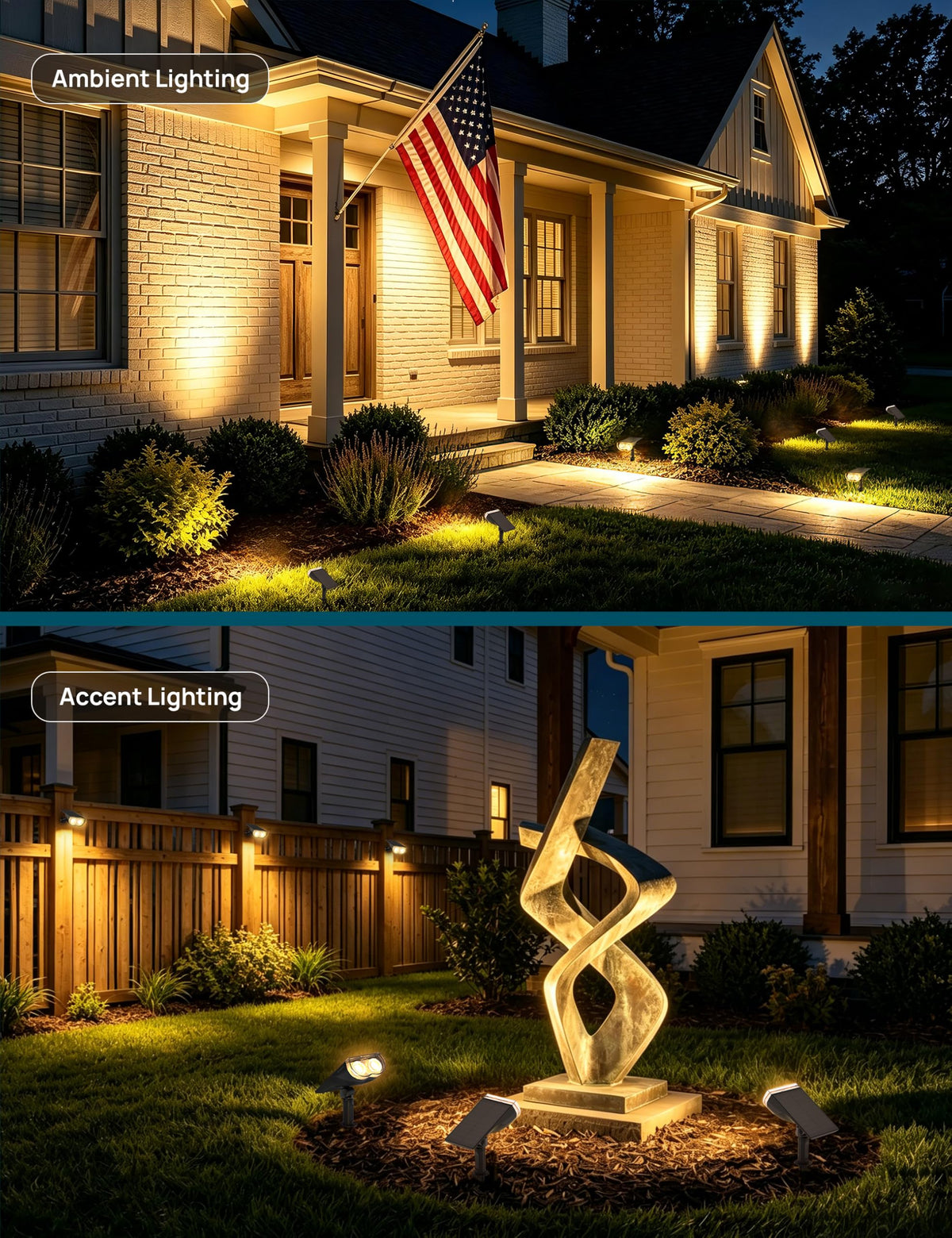 Linkind Solar Lights Outdoor Waterproof IP67, StarRay Dusk-to-Dawn Outdoor Solar Lights, 3 Lighting Modes Solar Spot Lights Outdoor for Garden, Yard, Landscape (Warm White, 4 Pack) 🍁 All In One Marketplace Canada