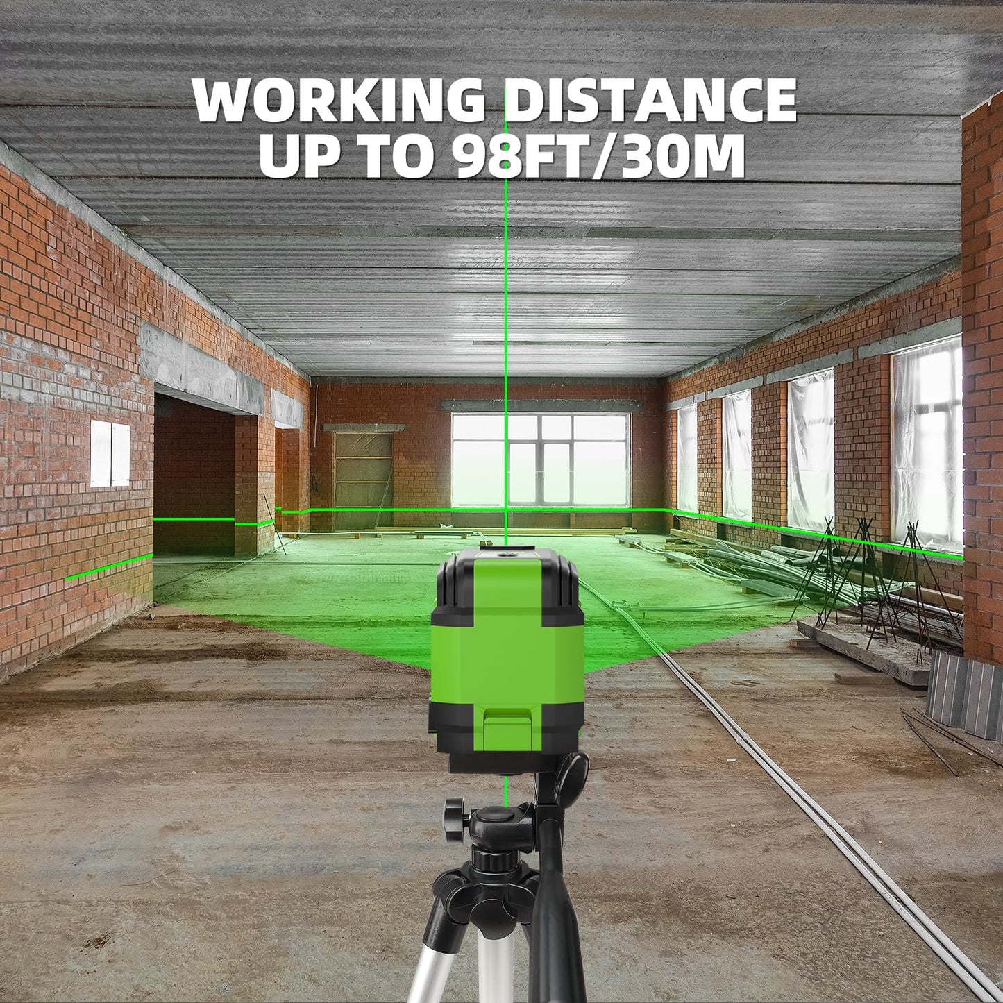 Huepar Self Leveling Laser Level with Tripod, 98Ft Green Cross Line Laser Leveler Tool for Picture Hanging, Tile, Home Renovation, Indoor Project, Battery Included, 40in Tripod 🍁 All In One Marketplace Canada
