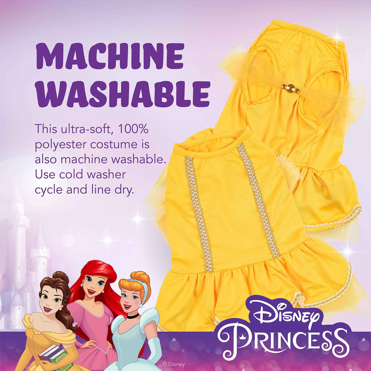 Disney for Pets Halloween Disney Princess Belle Costume - Extra Extra Large | Disney Princess Halloween Costumes for Dogs, Officially Licensed Disney Dog Halloween Costume, Yellow (FF22919)