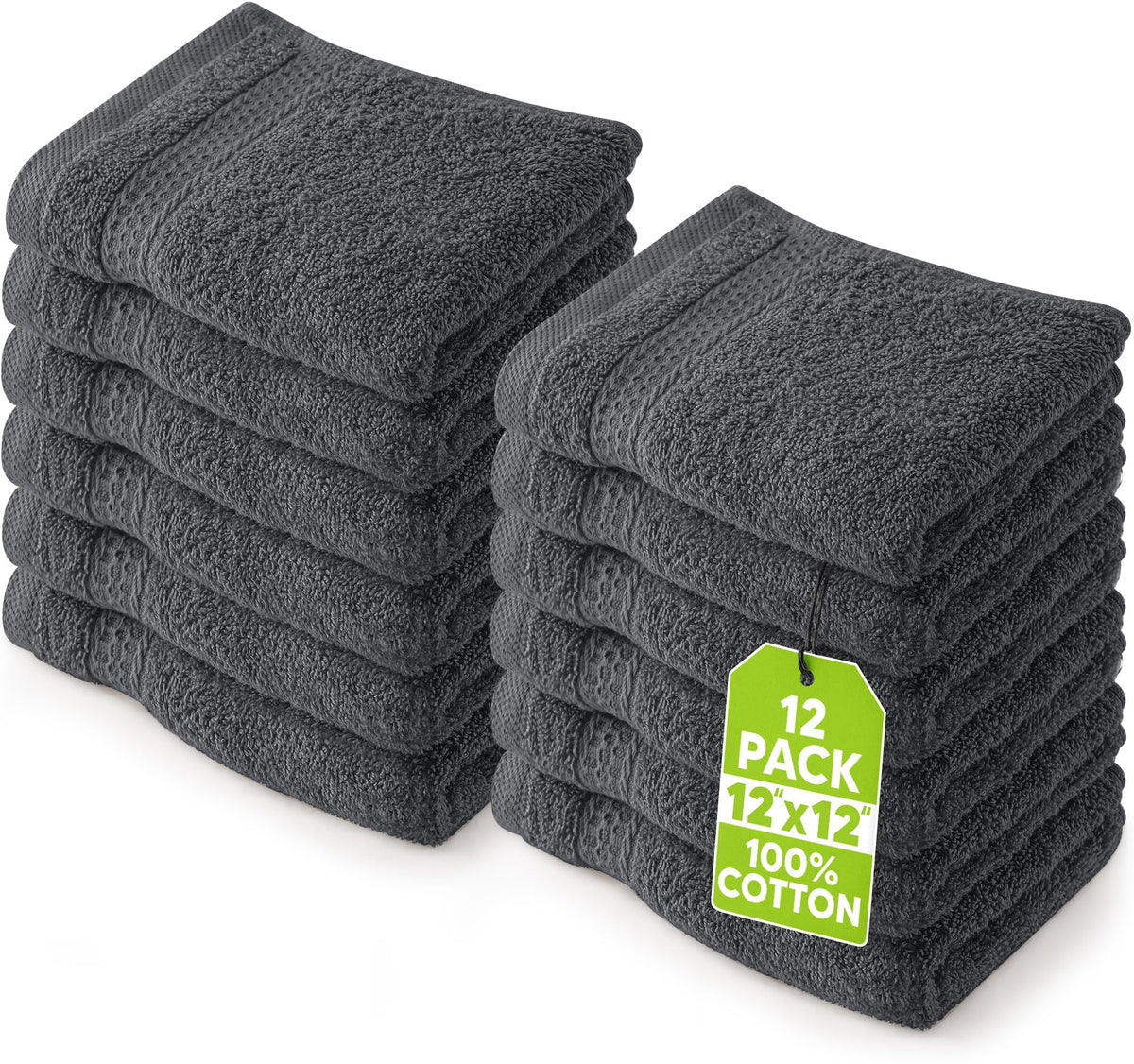 Utopia Towels Premium Washcloth Set, 12 by 12 Inches, 600 GSM 100% Cotton Face Cloths, Highly Absorbent and Soft Feel Fingertip Towels, 12 Pack, Grey 🍁 All In One Marketplace Canada