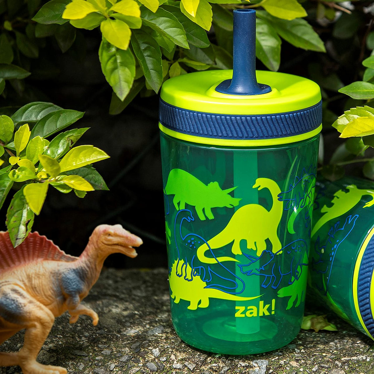 Zak Designs Kelso 15 oz Tumbler Set, (Dino Camo) Non-BPA Leak-Proof Screw-On Lid with Straw Made of Durable Plastic and Silicone, Perfect Toddler Cup Bundle for Kids (2pc Set) 🍁 All In One Marketplace Canada