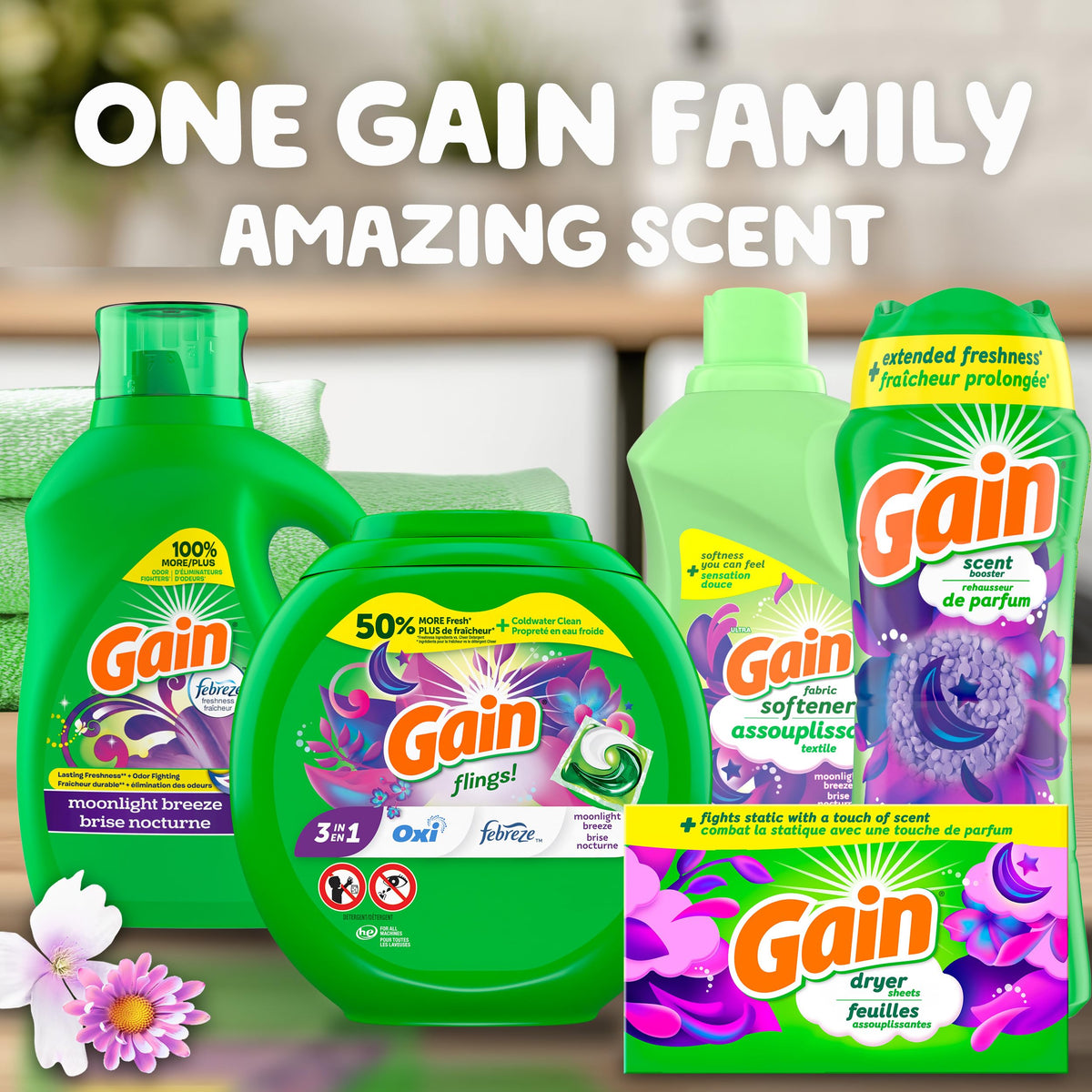 Gain Fireworks In-Wash Laundry Scent Booster Beads, Moonlight Breeze, 680 Grams 🍁 All In One Marketplace Canada
