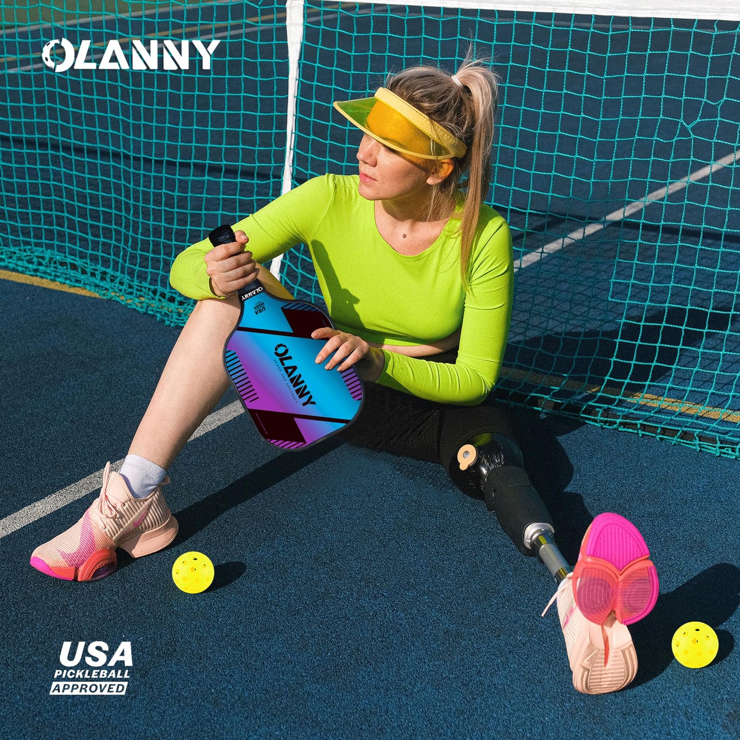 OLANNY Graphite Pickleball Paddles 4 Pack - Premium Rackets Fiber Face & Polymer Honeycomb Core Pickleball Set Includes 4 Pickleball Paddles + Balls+1 Bag (Gradient Pickleball Paddles) 🍁 All In One Marketplace Canada