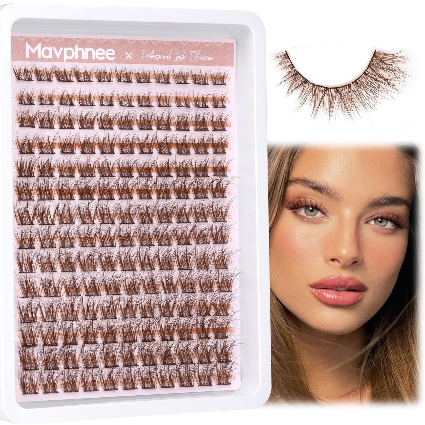 Brown Lash Clusters Natural Lash Extensions Wispy Eyelash Clusters 154 Pcs C Curl Lashes Clusters for Everyday Wear Beginner Friendly Dark Brown Cluster Eyelash Extensions by Mavphnnee 🍁 All In One Marketplace Canada