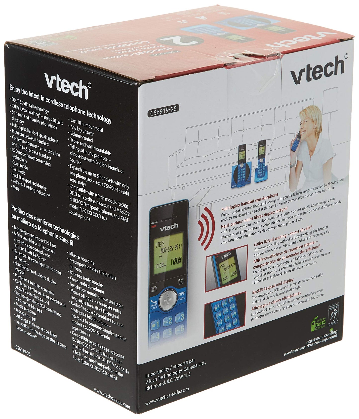 VTech CS6919-25 Dect_6.0 2 Handset Landline Telephone, Metallic Blue 🍁 All In One Marketplace Canada