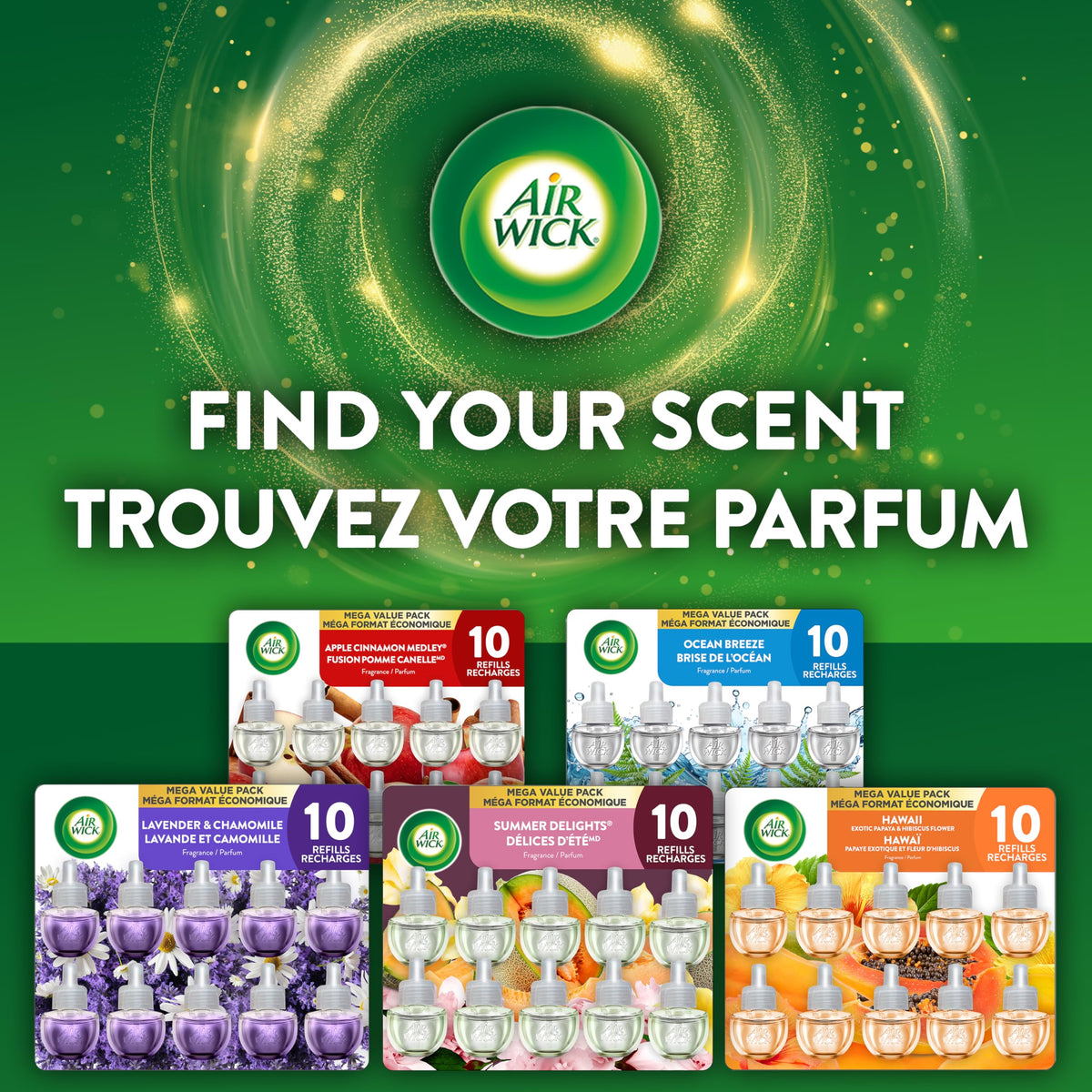 Air Wick Plug In Scented Oil Air Freshener Refills for Home – Infused with Essential Oils – 10 Count – Crisp Linen Scent – Mega Value Pack 🍁 All In One Marketplace Canada