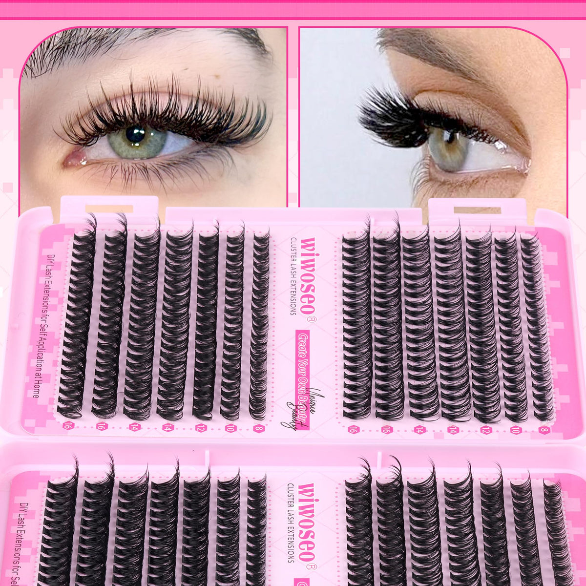wiwoseo Cluster Eyelash Extensions 560pcs Lash Clusters Wipsy Cluster Lashes D Curl Eyelashes Clusters Individual Lashes DIY Lash Extensions Cluster Eyelash Natural Look Eyelashes (8-16MM) 🍁 All In One Marketplace Canada