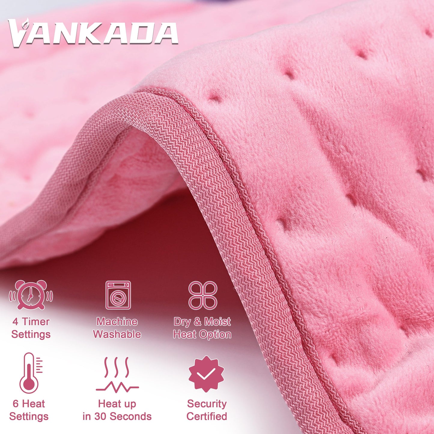 Heating Pad Electric Heat Pad, Hot Heated Pad,Moist Heat Heating Pad Moist and Dry Heat,Multiple Temp and Timer Settings (Light pink, 24"X12") 🍁 All In One Marketplace Canada