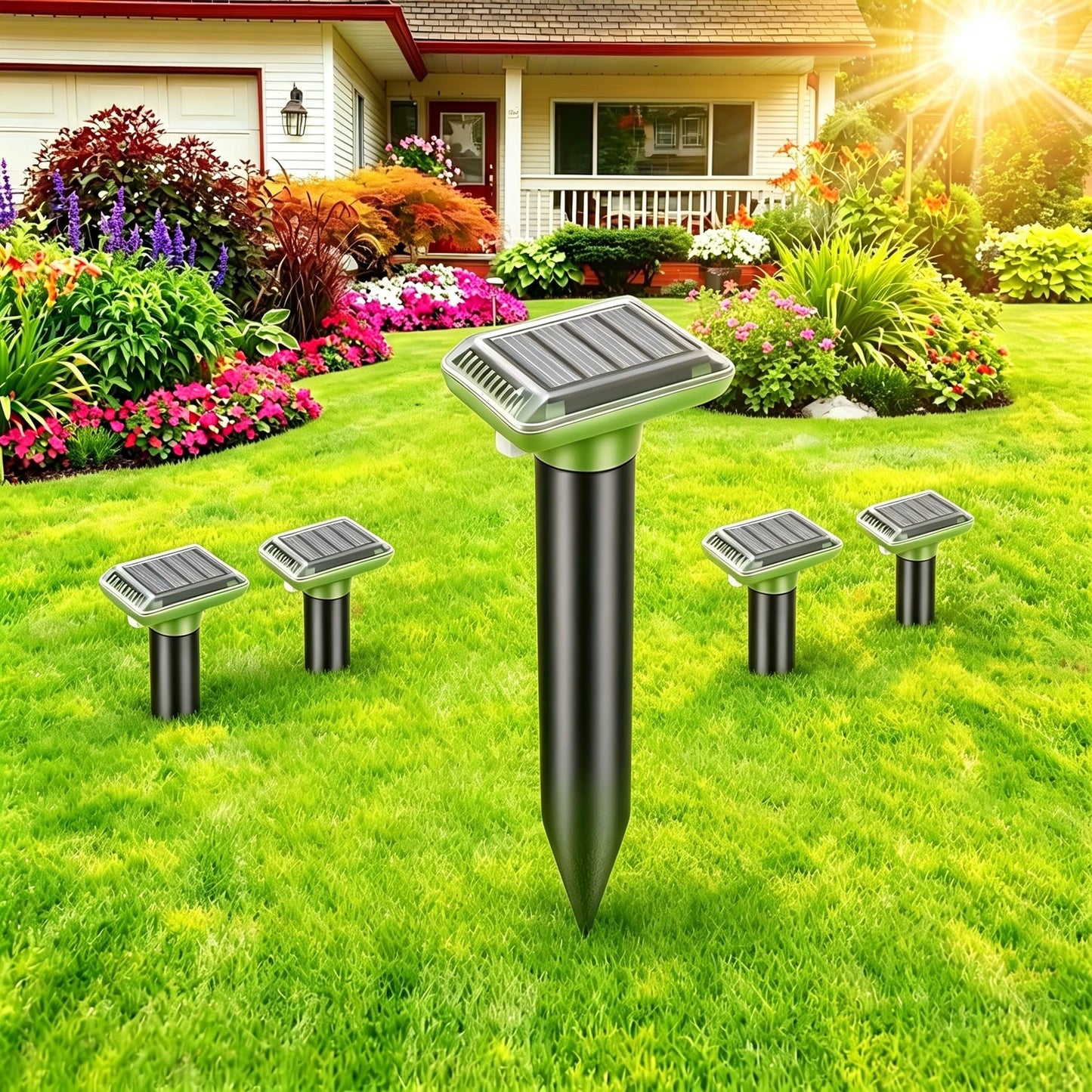 Solar-Powered Animal Ground Stakes 4 Pack, Waterproof Outdoor Yard Protector Accessories for Lawn, Yard and Garden (Green) 🍁 All In One Marketplace Canada