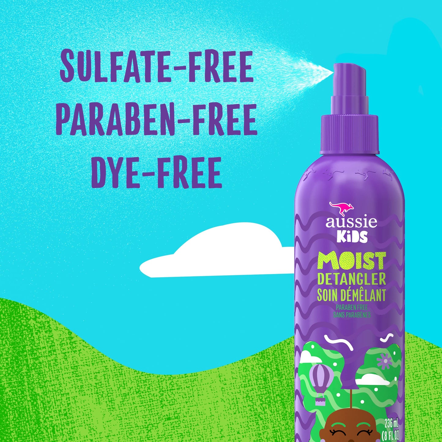 Aussie Kids Moist Sulfate Free Detangler for Kids, Paraben Free, 708 mL Total (3 Count of 236 mL Each) 🍁 All In One Marketplace Canada