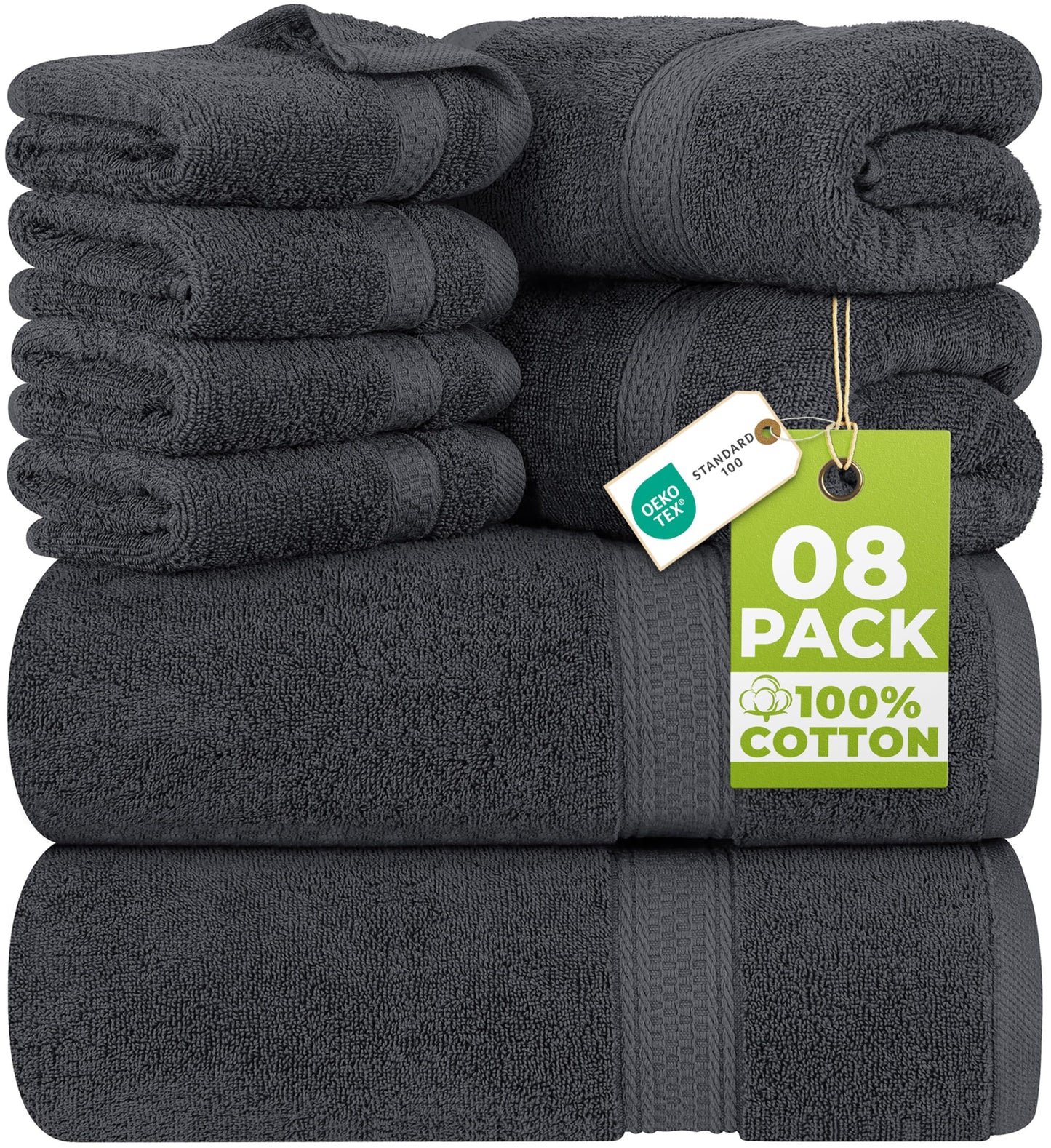 Utopia Towels 8 Piece Premium Towel Set, 2 Bath, 2 Hand, and 4 Wash Cloths, 600 GSM 100% Ring Spun Cotton Highly Absorbent Towels for Bathroom, Gym, Hotel, and Spa, Grey 🍁 All In One Marketplace Canada