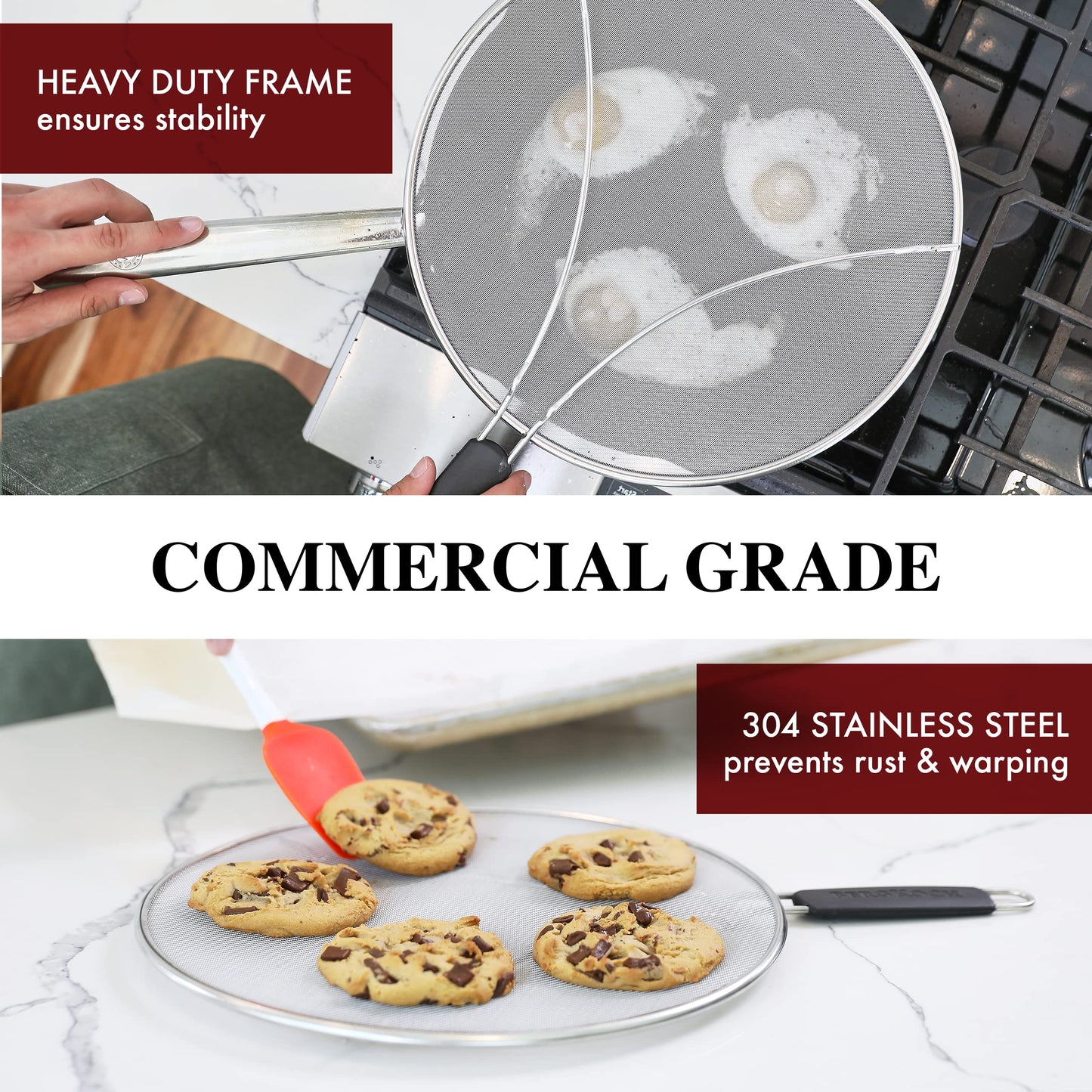 Splatter Screen for Frying Pan - 13 Inch Stainless Steel Grease Splatter Guard - Cover Oil Splash When Sizzling Bacon, Cooking Fried Chicken or Popcorn 🍁 All In One Marketplace Canada
