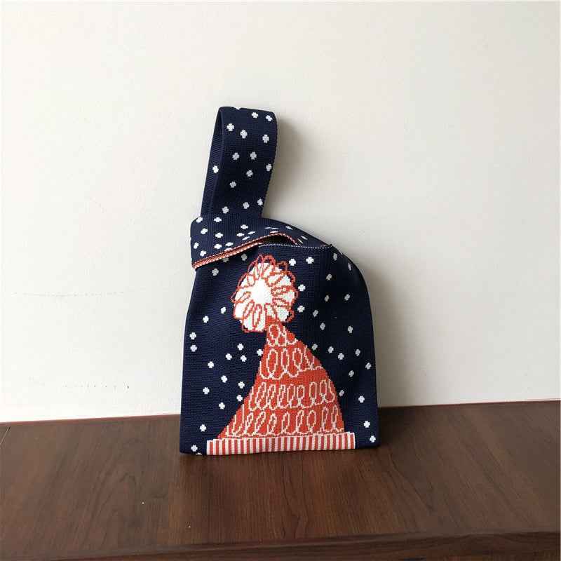 Christmas Knit Tote Bag for Women, Festive Holiday Shoulder Handbag